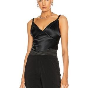 RtA Livia 100% Silk And Stretch-tulle Bodysuit - Black